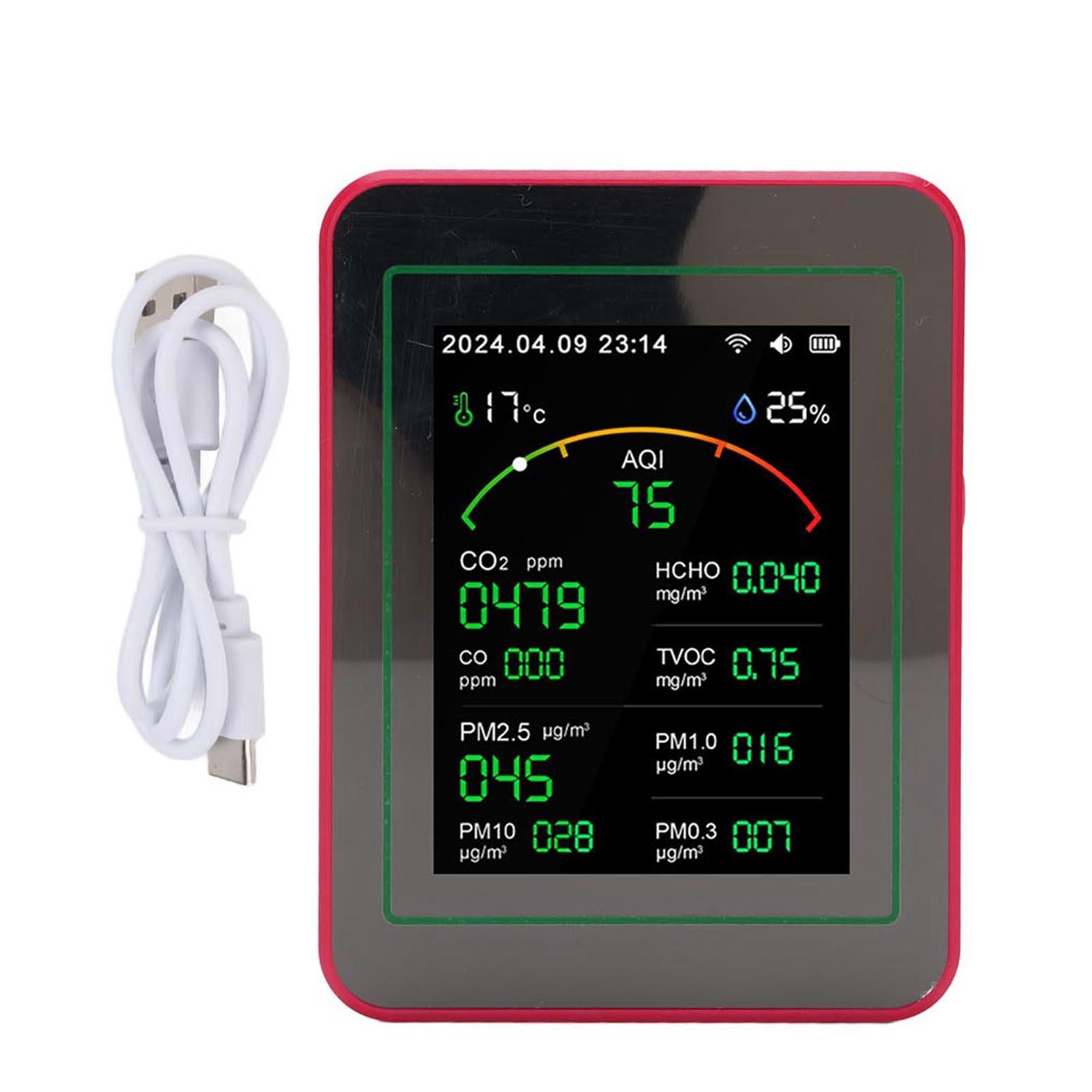 

Тестер качества воздуха Высокочувствительный Температура Влажность Таймер Тестер качества воздуха Дизайн 15 в 1 2,8-дюймовый HD-дисплей для дома