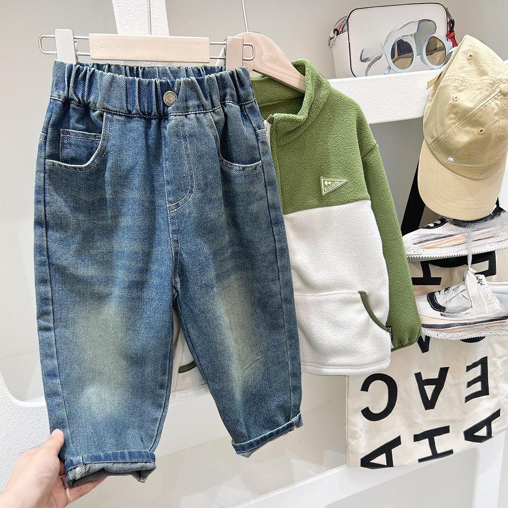 Pantaloni per bambini Jeans larghi per bambini grandi Primavera e autunno Jeans per bambini piccoli Jeans con cartoni animati