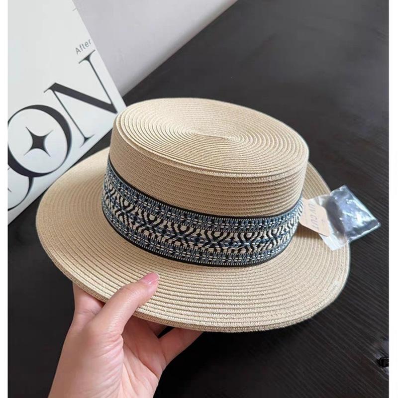 Spring tide bohemian ethnic style big brim braided flat top milliner sunscreen travel