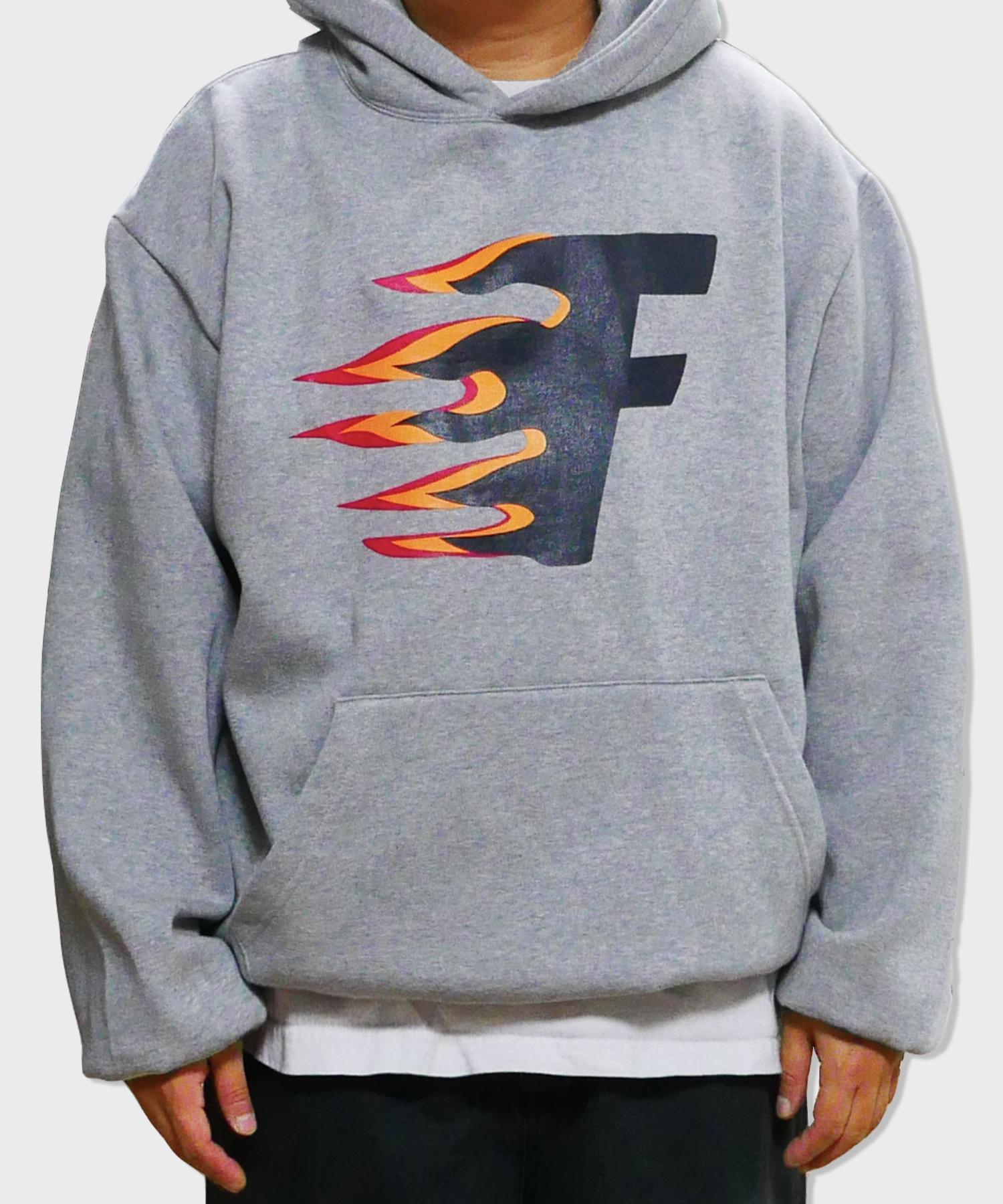 Respect Oversized Fire Hoodie (Grey) L