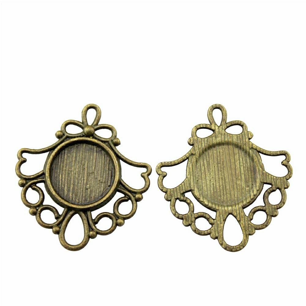 

10 шт. круглый цветок стиль камея кабошон кулон базовая установка ювелирные компоненты аксессуары античная бронза цвет цинковый сплав 12 мм