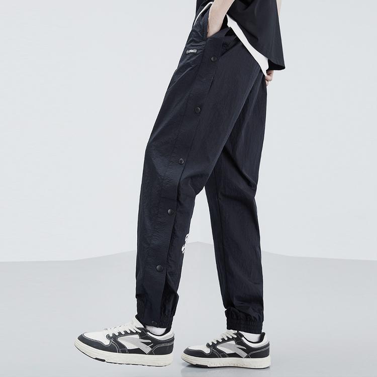 Anta Logo Label Mid Waist Straight Leg Cuffed Sports Pants Men Pants Black 952321501-2