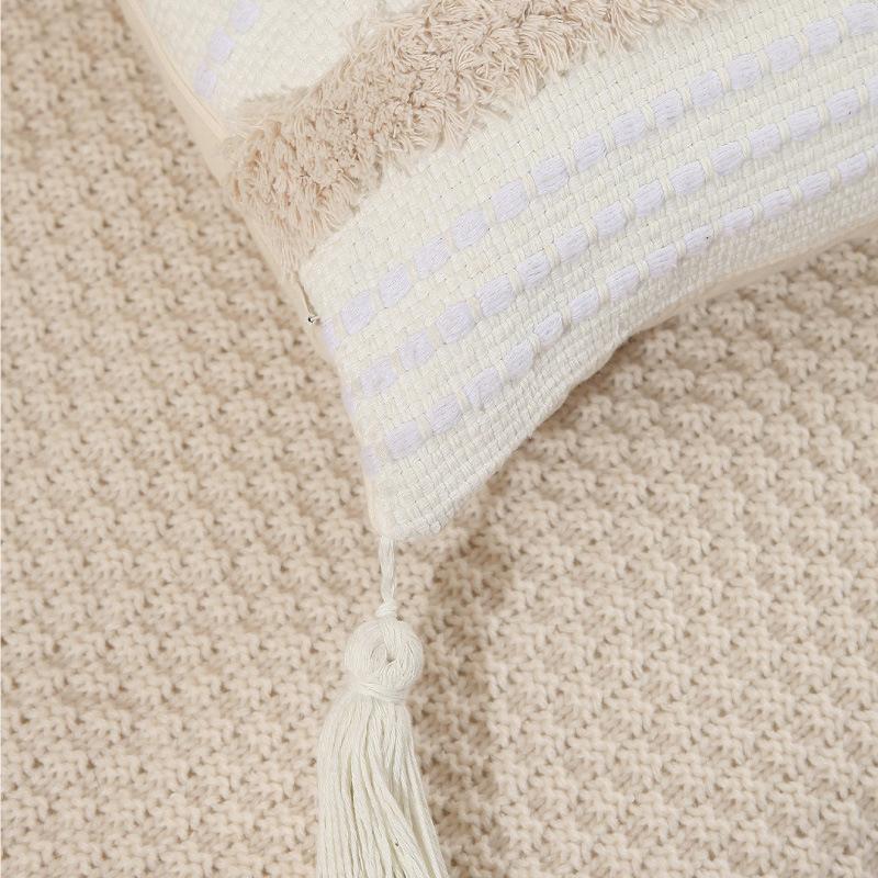 Bohemian Moroccan Cushion Cover 50x50cm Beige Cotton Tufted Woven Throw Pillowcase Funda Cogines De 45x45 Decor Home and Sofa