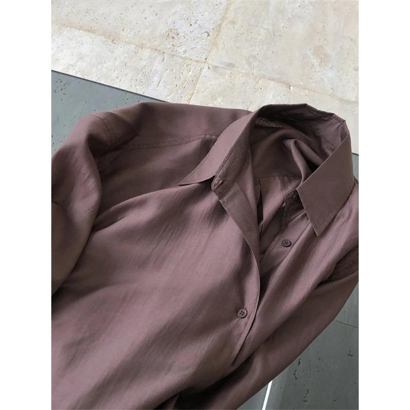 Summer Fashion Sunscreen Shirt Women Loose Thin Sagging Slightly Transparent Long Sleeve Top