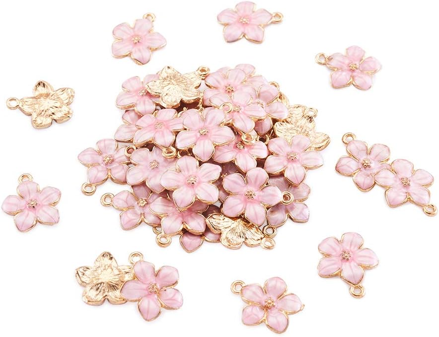 

Подвески из цветочной эмали Подвески в виде вишневых цветов Позолоченные маленькие милые подвески-цветы оптом для изготовления ювелирных изделий Аксессуары своими руками 10pcs розовый