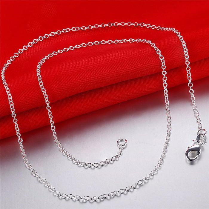 Wholesale 5pcs/lot 925 Sterling Silver Chain necklace,Fashion Men/Women DIY Jewelry Rolo Chain 1mm Necklace 16 18 20 22 24"