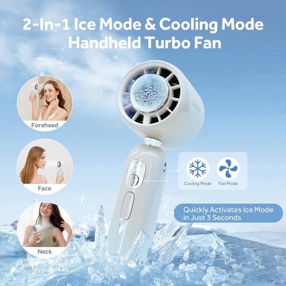 Outdoor Portable Handheld Fan Mini Cooling Rechargeable 4500mAh 100-Level Free Control High Speed Turbo Fan Electric Eyelash Fan