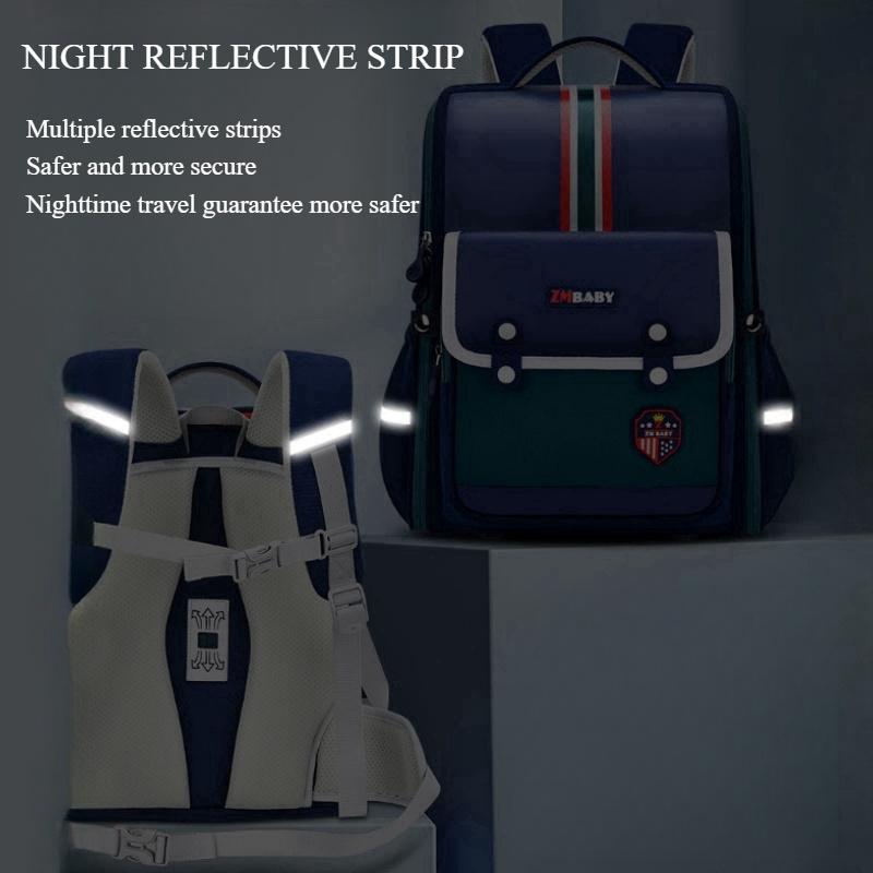 ZMBABY Moda İngiltere Stili Sonbahar Yeni İlkokul Öğrenci Okul Çantası Entegre Tam Açılır Büyük Kapasiteli Çocuk Sırt Çantası 1-3-4. Sınıflar Erkek Çocuk Kitap Çantası
