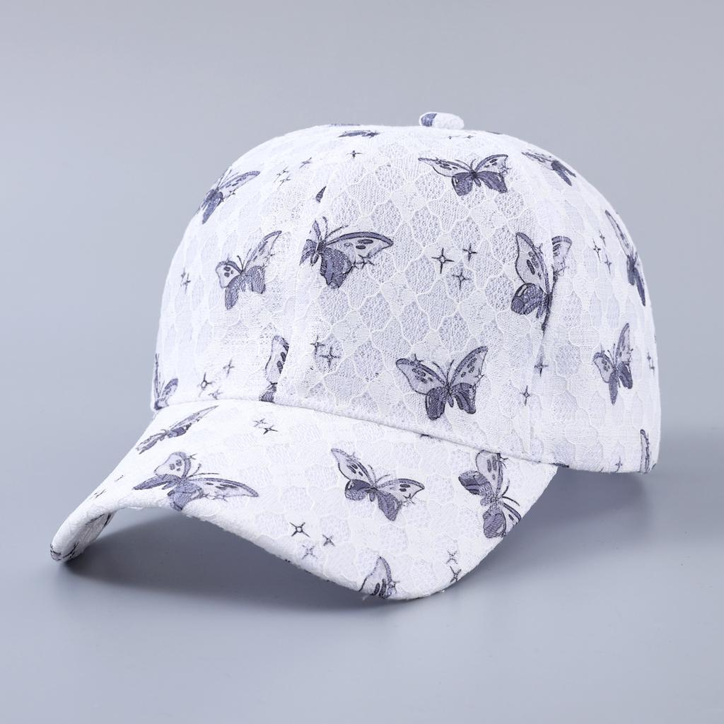 New lace butterfly dragonfly decorative baseball cap spring and summer breathable diamond curved brim sunshade cap