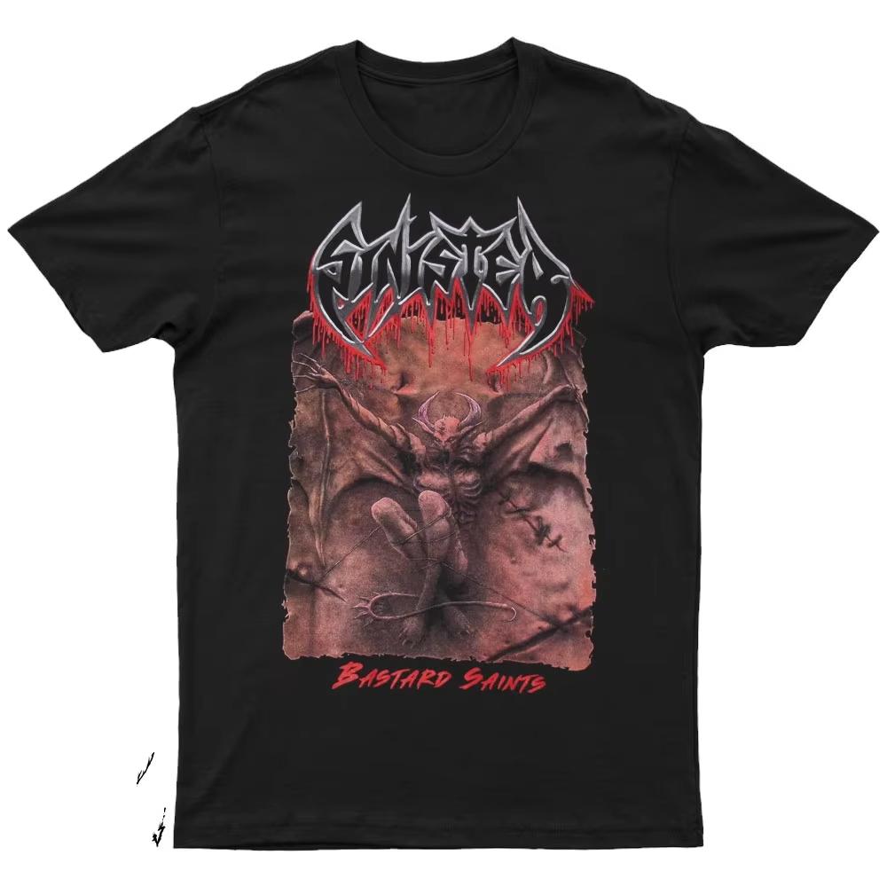 2025 New SINISTER BASTARD SAINTS Printed Unisex Street Fashion Trend Short Sleeved Pure Cotton Round Neck