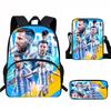 Set Zaino Scolastico per Bambini a Tema Messi con Borsa a Tracolla Astuccio per Studenti Elementari