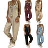Women Casual Solid Color Sleeveless Adjustable Straps Loose Jumpsuit Bib Overall