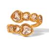 Exclusive Heart-Shaped Zircon Titanium Steel Open Ring for Women - European & American High-End, Non-Fading