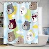 Adorable Animal Print Shower Curtain Set With Clouds Multicolored Kids Bathroom Decor For Home Decoration
