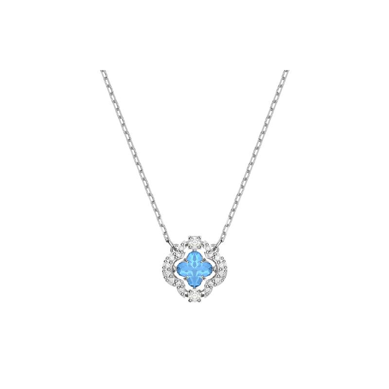 Swarovski Una rhodium plated cubic zirconia necklace women s blue 5642927 синий