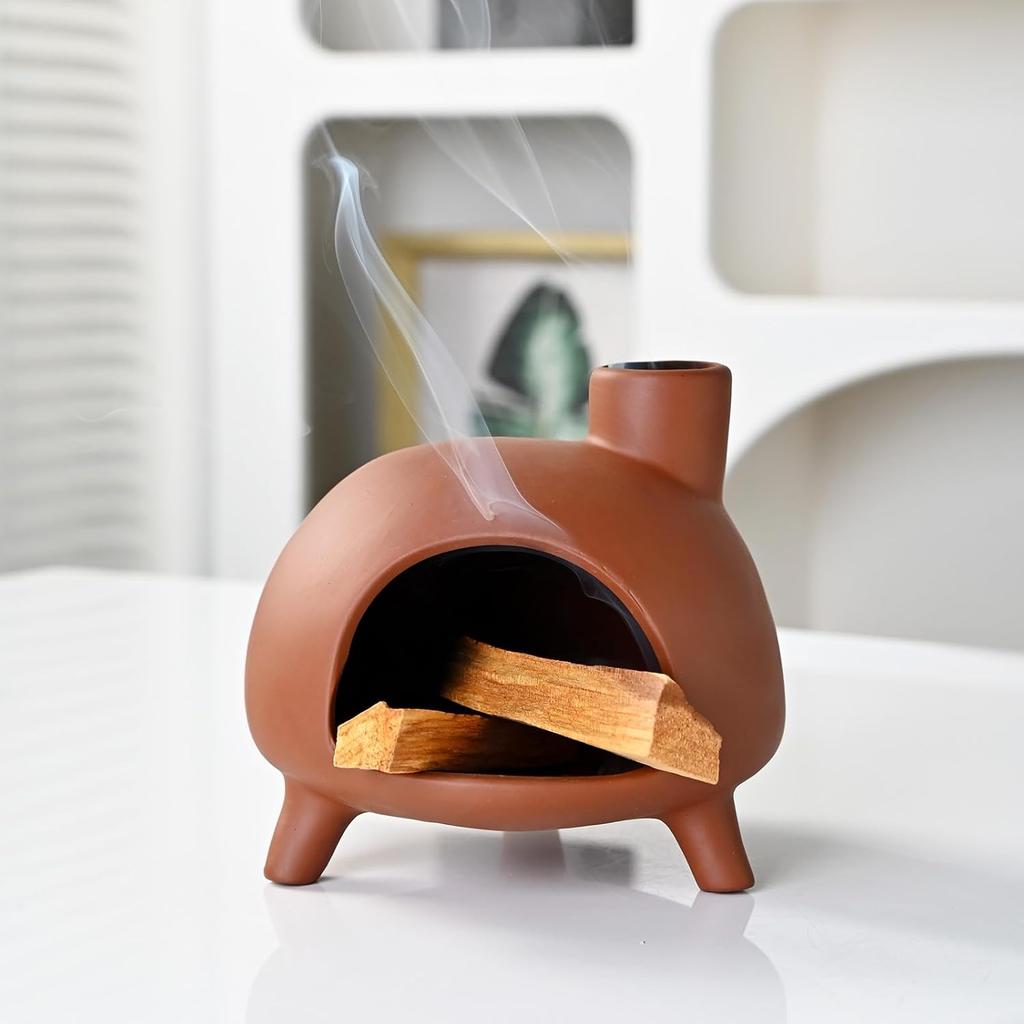 Handmade Ceramic Palo Santo Holder Burner - Mini Chimenea Incense Dish for Palo Santo and Sticks .Sage Holder for for Aromatherapy, Yoga, Meditation