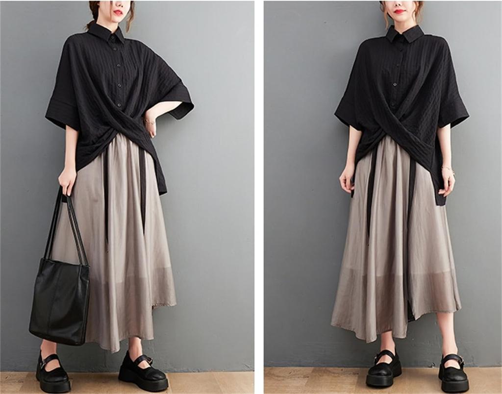 Sehnsucht nach Frühling und Sommer [Mohokyo] Kurzärmelige Damenbluse, Top, Tunika, T-Shirt, locker, süß, Hemd, lässig, elegant, schlicht geschnitten, körperbedeckend,