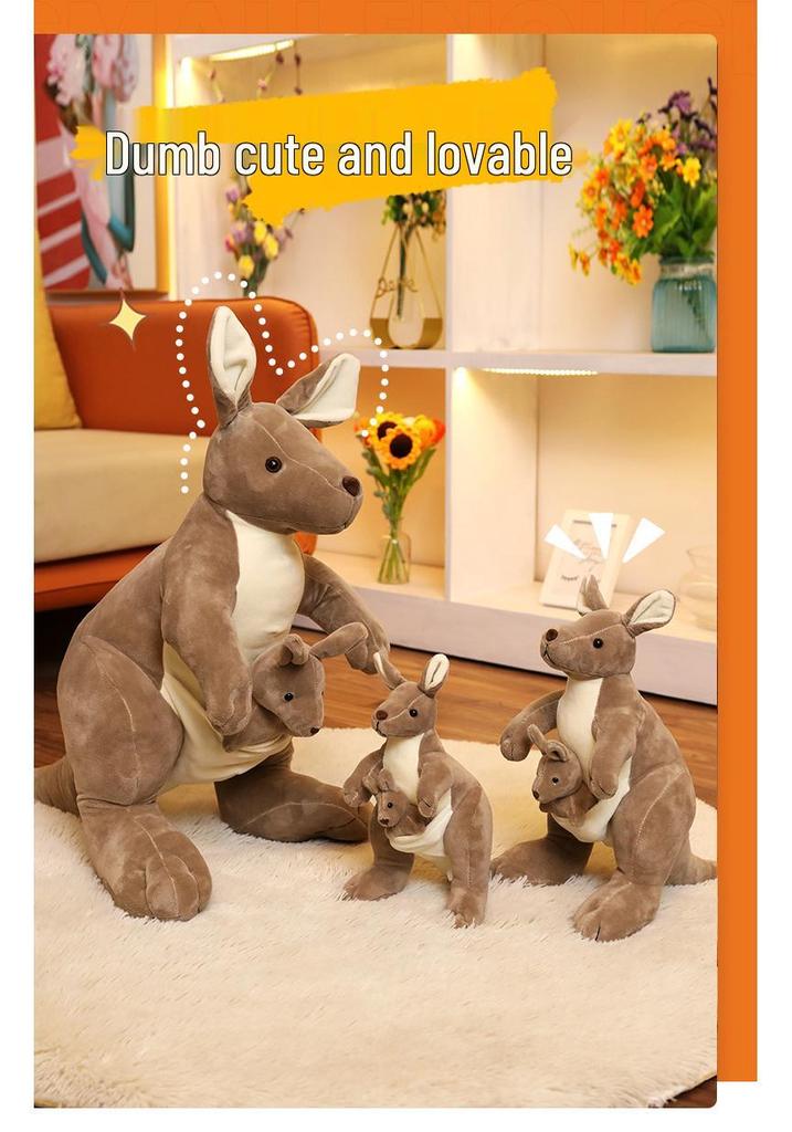Adorable Kangaroo Plush Set: Mother and Baby Toy Figurines - Perfect Parent-Child Birthday Gift