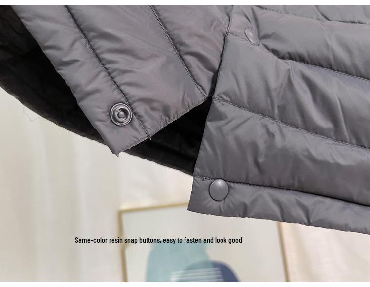 Men's Lightweight Sleeveless Down Vest - Warm 90% White Duck Down, Round Neck/V-Neck, Two-Way.