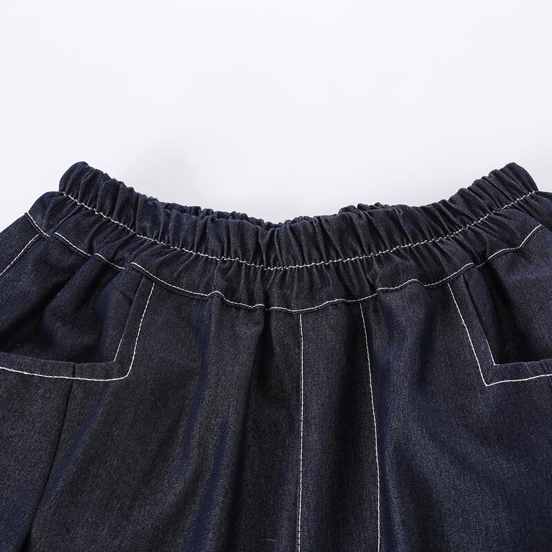 Mengtejiao Girls' Summer Lace Trim Faux Denim Shorts