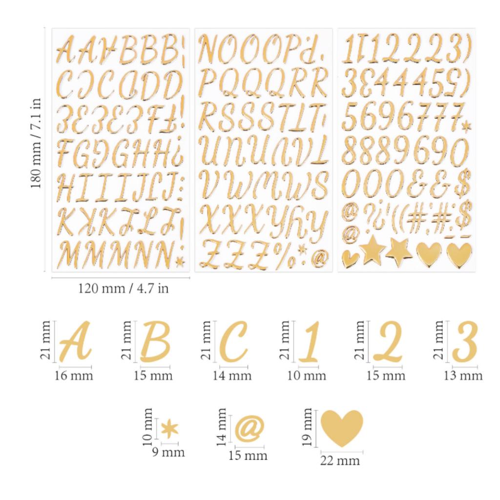 1PC 3D Gold Foil Glitter Alphabet Letter Stickers Scrapbooking Mini Self Adhesive Gold Letters Stickers for DIY Craft Art Gradua