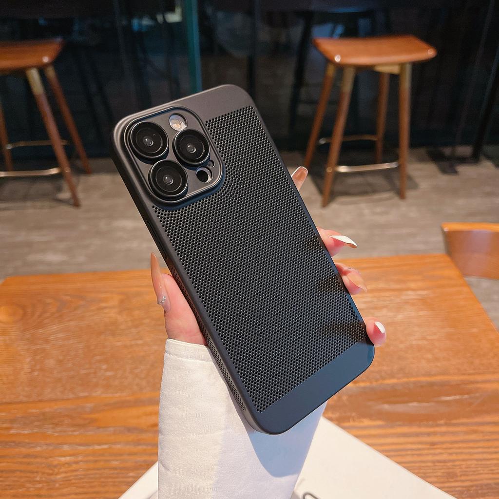 New Apple 16 Pro Cooling Phone Case iPhone 17 Ultra-thin Mesh Case PC Compatible 15 Creative Shockproof Hard Cover