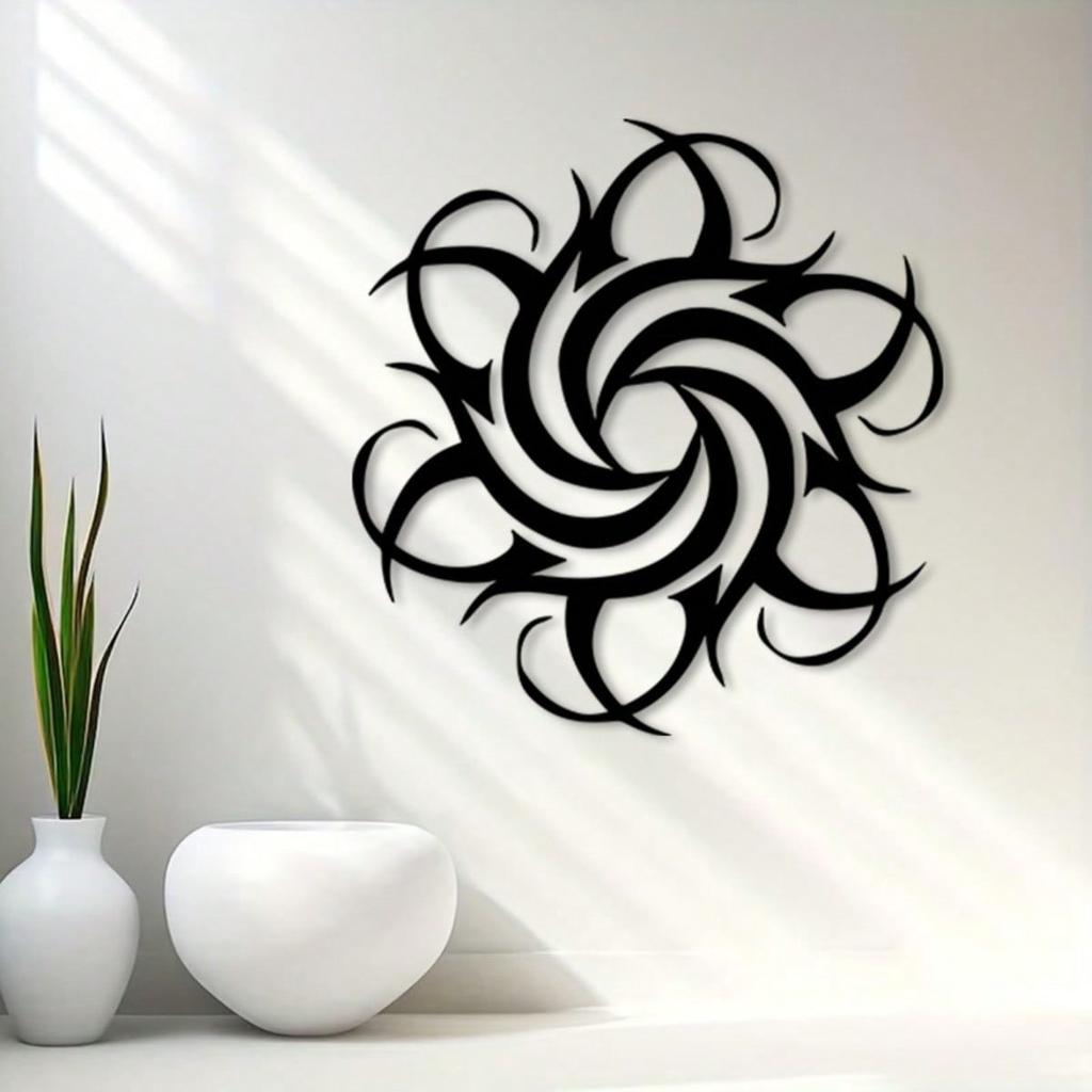 Abstract Sun Metal Wall Art Iron Sculpture with Swirl Design Powder Coated Decor for Living Room Bedroom Gift