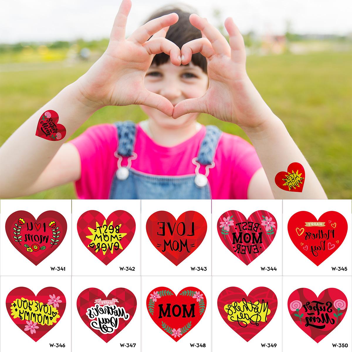 

Детская цветная татуировка в виде персикового сердца ко Дню святого Валентина, наклейка на лицо ко Дню матери, татуировка в виде сердца opp packaging