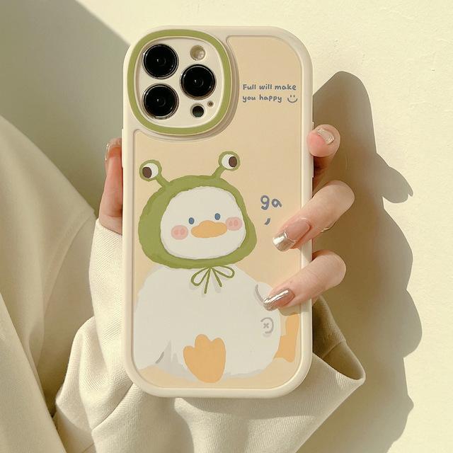 

Симпатичный противоударный чехол Happy Duck Cartoon 3d 2 в 1 для Iphone 12 13 14 Pro Max Plus 11 Promax Ins Smiley Back Cover Capa for iphone 11