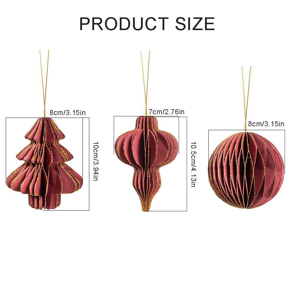 3pcs Christmas Hanging Lantern, Chinese Style Wind Origami Christmas Tree, Christmas Honeycomb Origami pendant, Christmas Ball