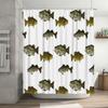 Modern Fish Print Shower Curtain Set for Bathroom Decor Waterproof Fabric with Hook Rings White Color (180x180cm)