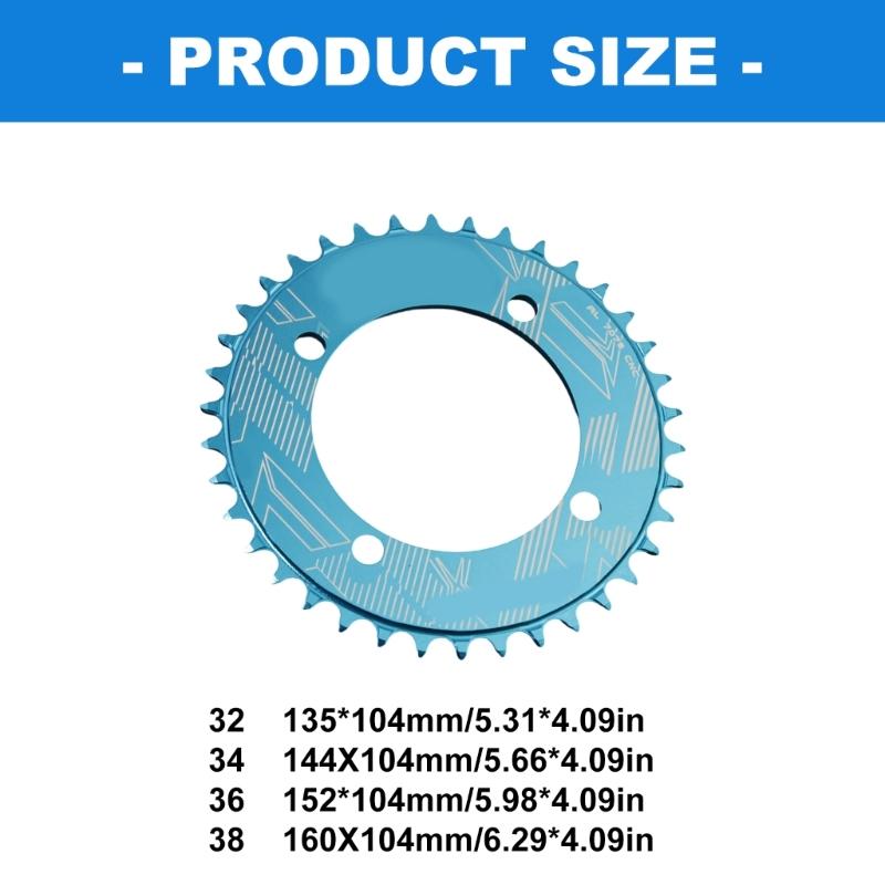 32T/34T/36T/38T 104BCD Fahrrad Rundform Narrow Wide Kettenblatt Kettenrad Fahrrad Kreis Kurbelgarnitur Einzelblatt Teile