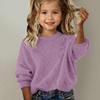 Girls' Casual Loose-Fit Soft Knitted Sweater Long-Sleeved Round Neck Jumper