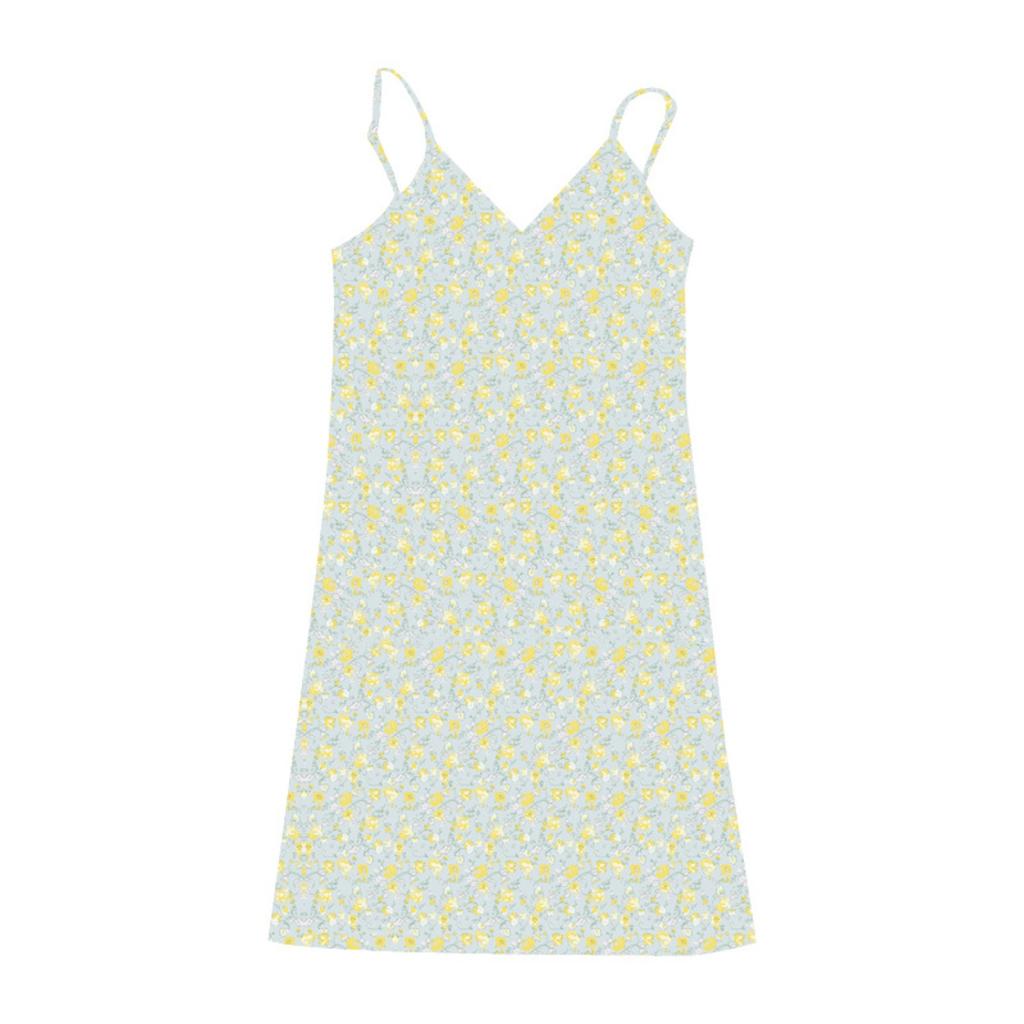 Women's V-Neck Sleeveless Floral Slip Dress High Waist A-Line Midi Summer Dresses