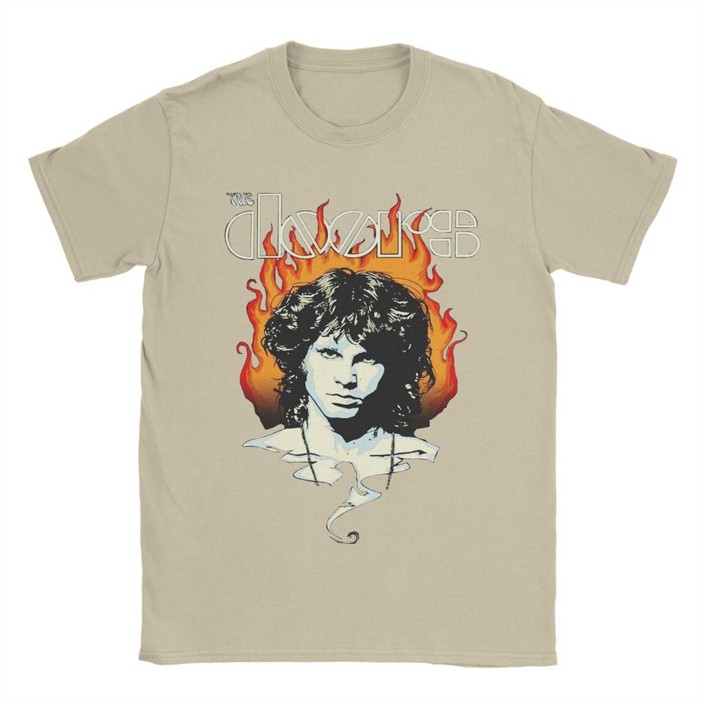 The Doors  T-Shirt for Men  Vintage Music   Vintage Cotton Tee Shirt Round Collar Short Sleeve T Shirt Summer Tops