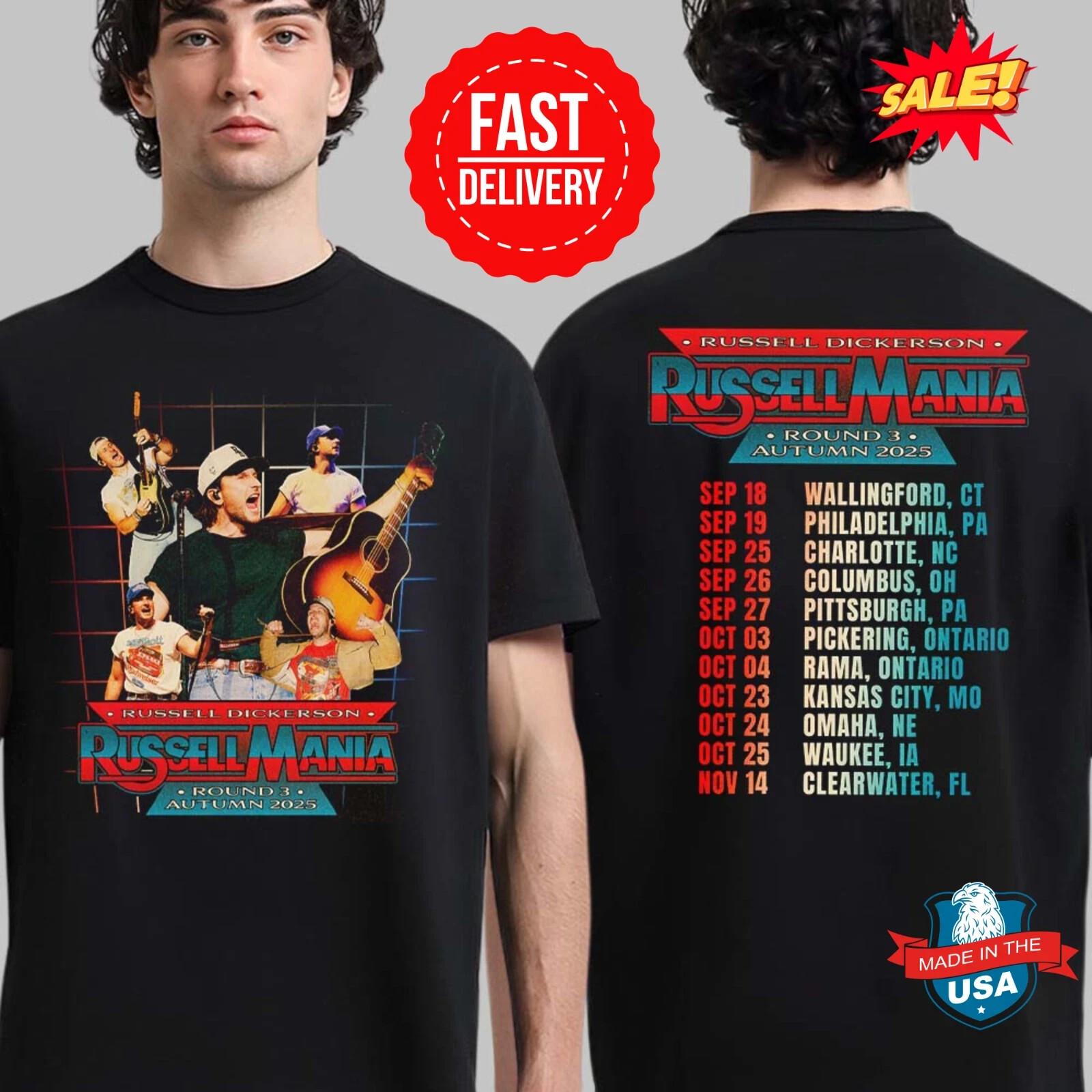 Russell Dickerson Russell Mania Round 3 Autumn 2026 Tour Dates Two Sides T-Shirt S