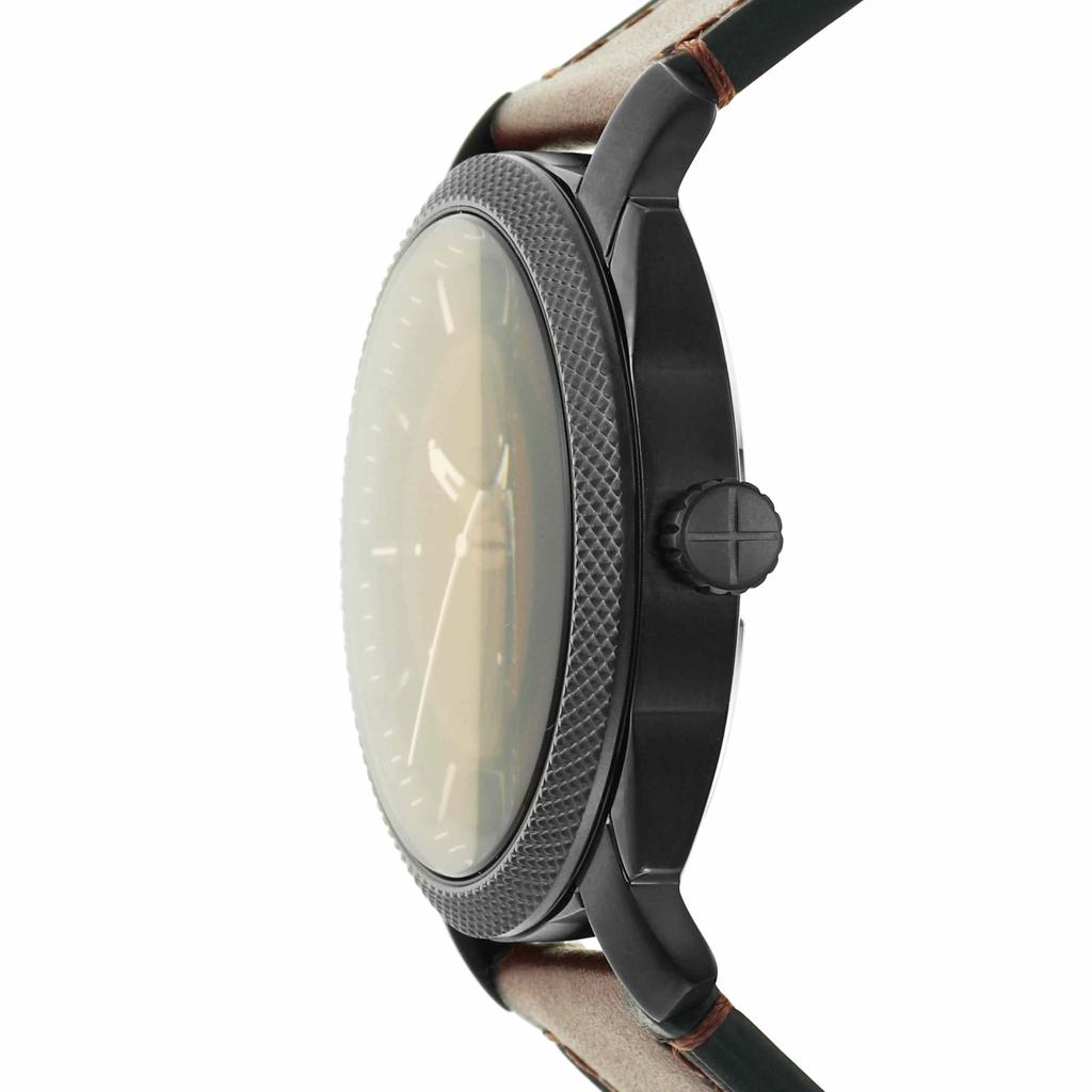 MACHINE Three-Hand Date Braun Leather Watch