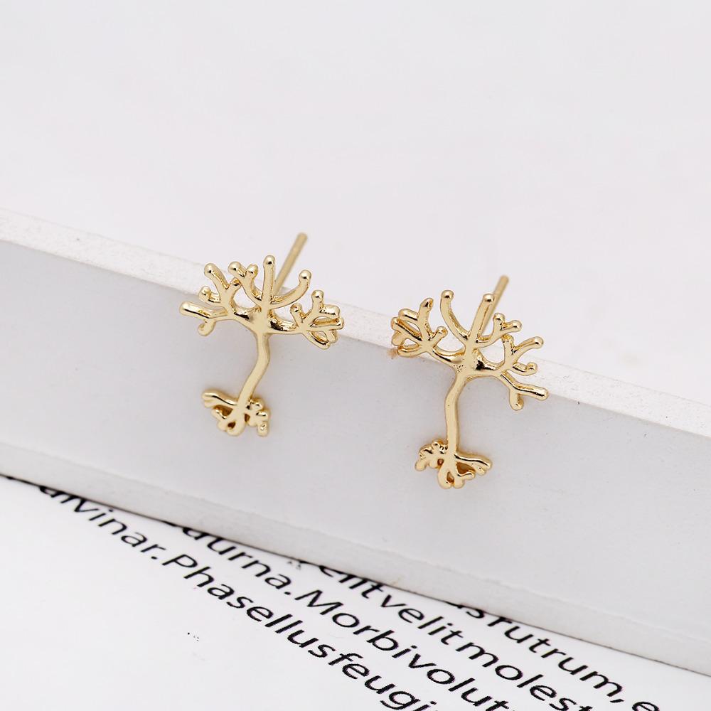 Oly2u Neuron Earrings for Women Anatomy Neuron Stud Earrings Life Tree Biology gift for men girl