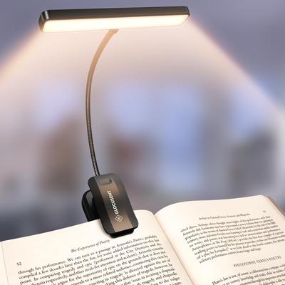 Glocusent Reading Light, Clip-on Light with 26 LEDs, 5 Color Temperatures & Stepless Dimming, Long-Lasting, Perfect for Reading In Bed, Rechargeable