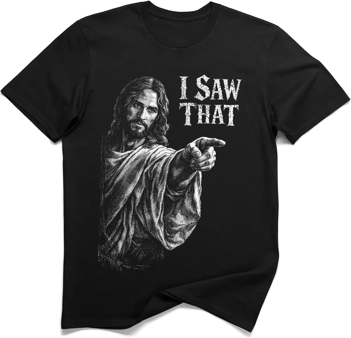 I Saw that Jesus Pointing T-Shirt Funny Christian Humor Graphic Tee S разноцветный