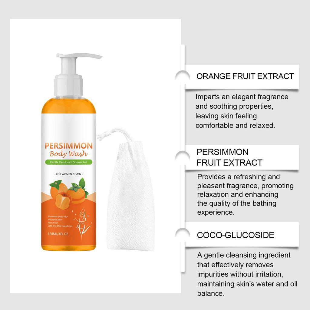 Persimmon Orange Refreshing Shower Gel - Dense Foam & Skin Cleansing