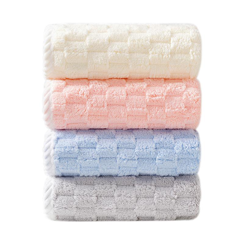Towel New Cloud Grid Coral Fleece Adult Children's Household Face Towel Absorbent Bath Towel