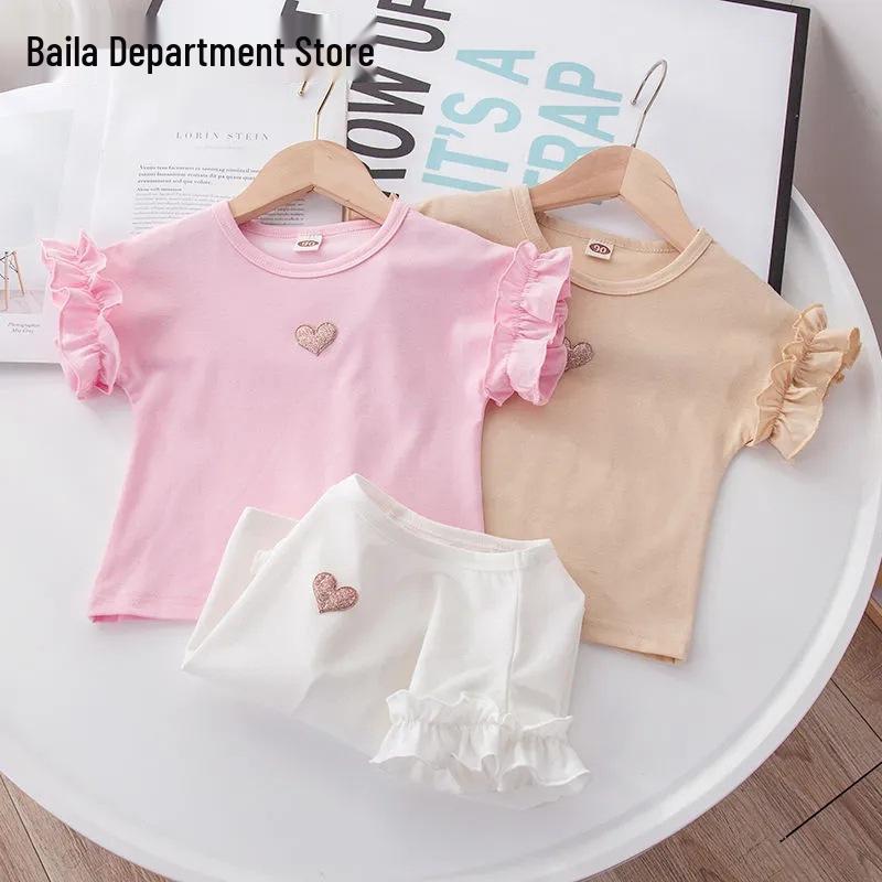 2025 New Summer Lace T-Shirt - Baby Girl Short Sleeve, Pure Cotton, Stylish Top for Small & Medium Children's Fashion