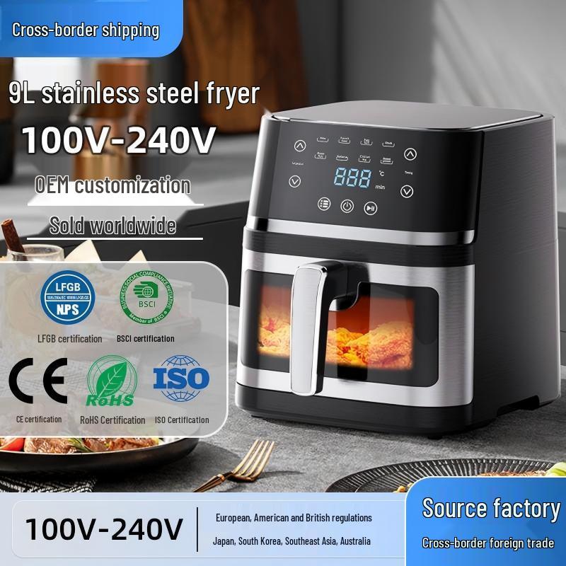 Large Capacity Visible Air Fryer - High Power Electric French Fry Maker for Home Use, Oil-Free Cooking