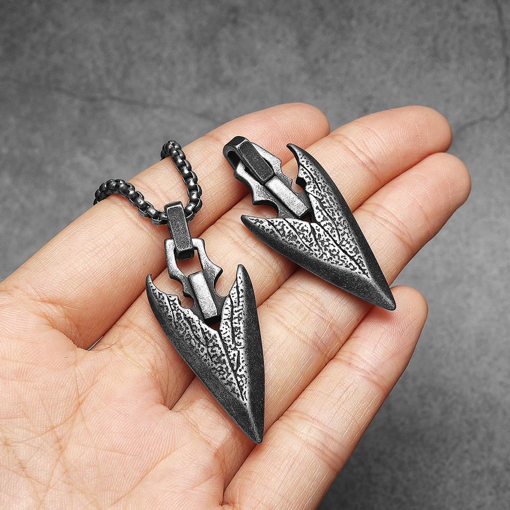 Retro Viking Arrow Texture Men Necklaces Stainless Steel Pendant Chain Women Punk Fashion Jewelry New Accessories Gift