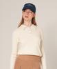 MONBIRDIE GOLF Button Ribbed Long Sleeve Collared Knit Ivory