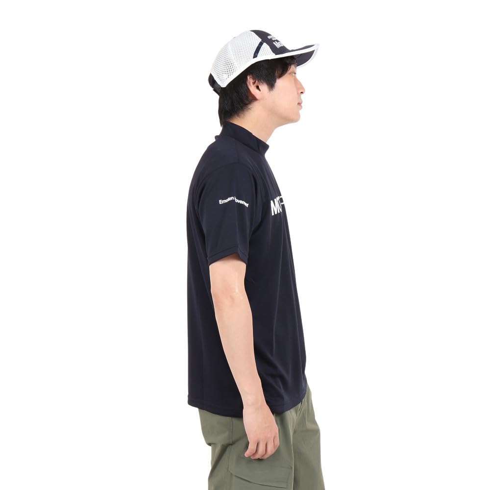 DESCENTE Smooth Mock Neck Short Sleeve Size LL Men's T-Shirt, Navy, (DX-C2501XB NV)