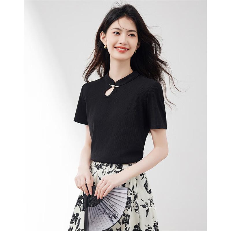 Neues kurzärmeliges T-Shirt im chinesischen Stil mit Froschknopf