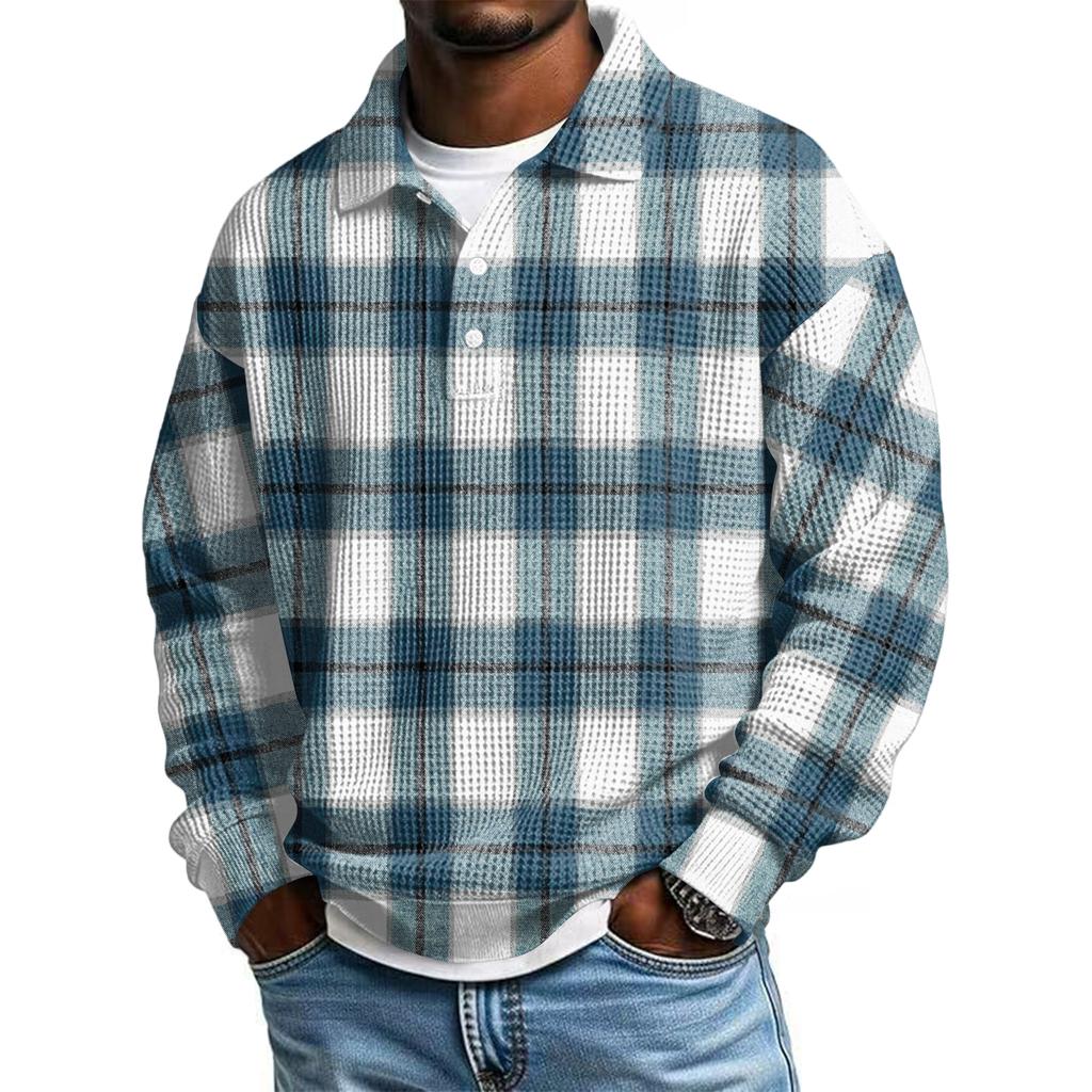 Men Casual Button Down Shirt Golf Pullover V Neck Stand Collar Fashion Fall Sweatshirt