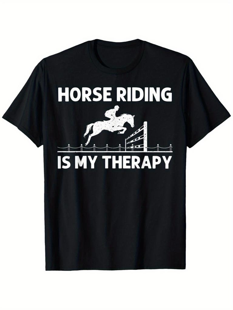 Stylish T-Shirt for Men Featuring Cool Horse Riding Graphics, Perfect for Summer Casual Wear. This Comfortable And Fashionable Round-Neck Tee Is Versa
